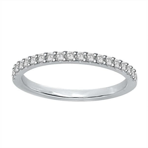 18ct White Gold Fine Claw Set Wedding Ring with brilliant cut diamonds