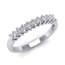 18ct White Gold Diamond Princess Cut Claw Set Wedding Ring - FJ5010