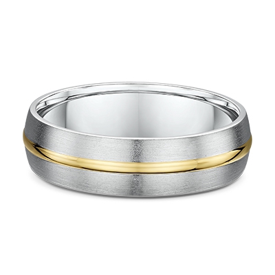 Two Tone Gold Strip Rounded Wedding Ring-782A00