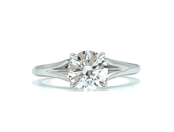 18ct White Gold Open Side Band Solitaire Engagement Ring
