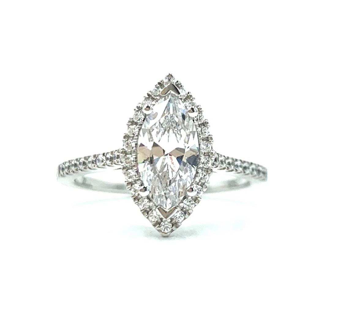 Marquise Halo Diamond Ring-