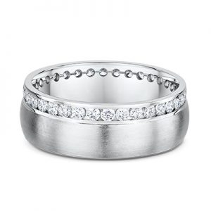 9ct White Gold Channel Pave And Band Set Wedding Ring.