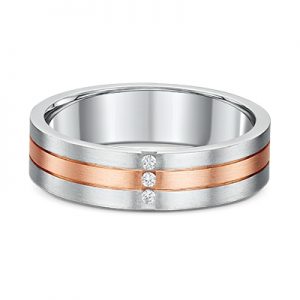 9ct Multitone Gents Diamond Wedding Ring -2T41409ct White Gold Princess Cut Diamond Band Ring -2427000
9ct Two Tone Three Band Ring With Diamonds – 5179000