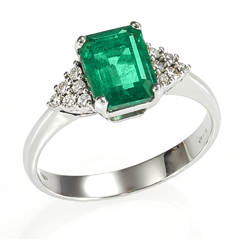 Gival Collection-18ct white Emerald and Diamond ring -4846 - franco