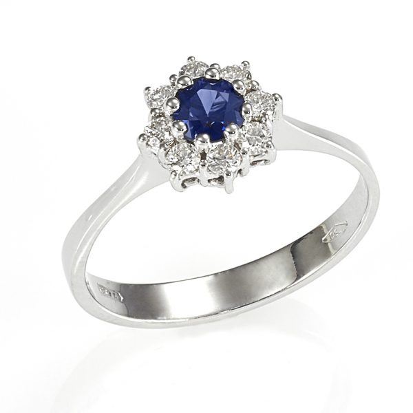 Gival Collection- 18ct White Gold Petite Star Halo Sapphire and Diamond ...