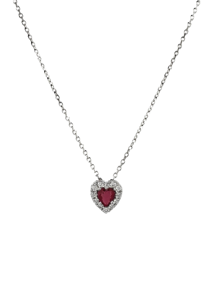 Gival Collection-18ct White Gold Heart Ruby and Diamond Pendant- 5327 ...