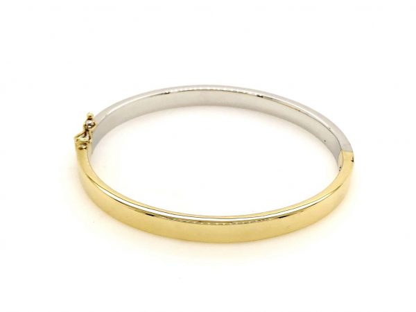 Hinged Bangle in Yellow and White Italian Gold 9ct-B1 101 - franco
