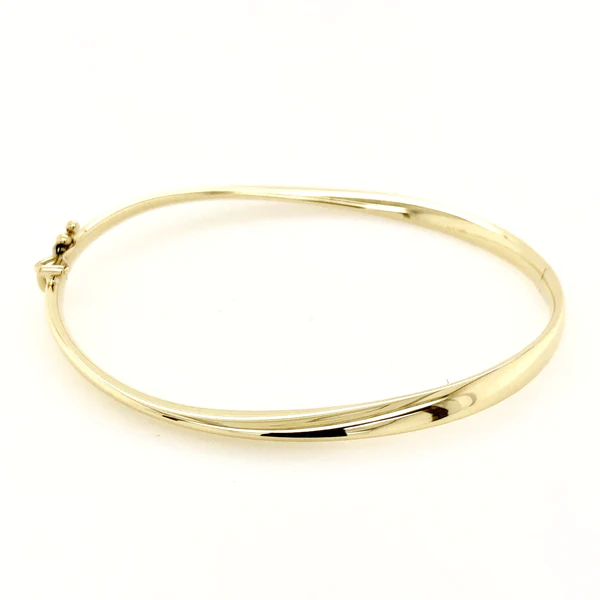Italian Hinged Bangle in Yellow Gold with a Gradual Twist-AT55/YG - franco