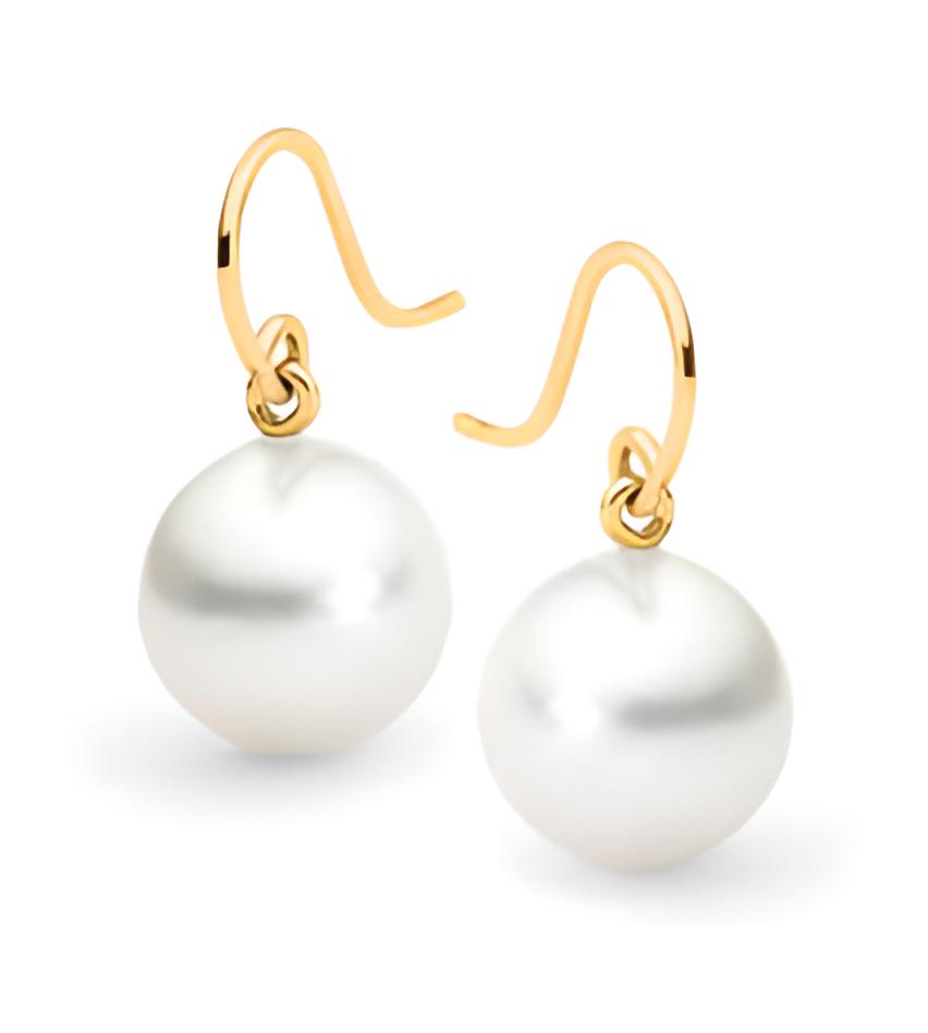 Allure Collection-18ct Yellow Gold Fine French Hook Pearl Earring.-E03 ...