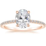 Engagement Rings Melbourne CBD - 18ct Rose Gold Oval Solitaire Diamond And Sides Engagement Ring -FJ6395