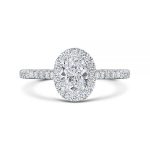 Engagement Rings Melbourne CBD - 18ct White Gold Oval In Halo Design Engagement Ring- FJ2004