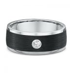 Engagement Rings Melbourne CBD - 9ct White Gold Flat Carbon Fibre Diamond Set Wedding Ring-591B02